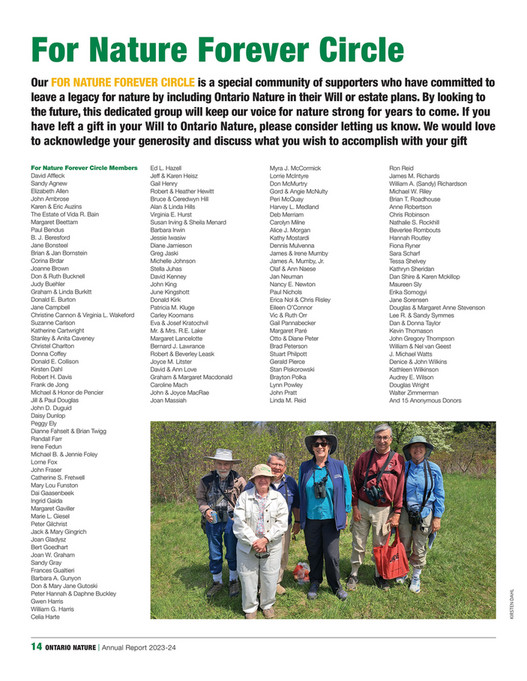 Doug Routley Ontario Nature Annual Report / Report to Donors - Page 12-13